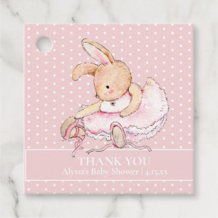Ballerina-Häschen rosa Tütü Punkte Baby Shower Geschenkanhänger