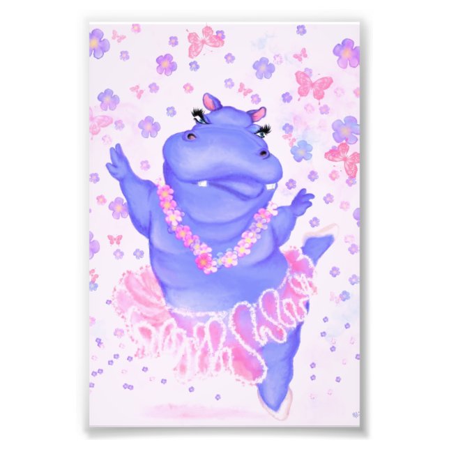 Ballerina Hippo Balletttänzer Sonniges Papier druc Fotodruck (Vorne)