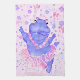 Ballerina Hippo Funny Kitchen Handtuch Ballett Tän