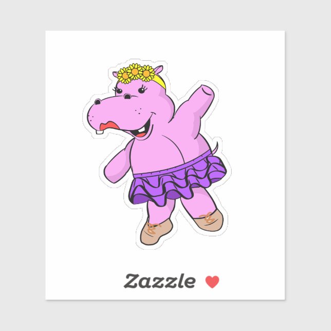 Ballerina Hippo mit Tutu Aufkleber (Blatt)