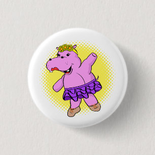 Ballerina Hippo mit Tutu Button