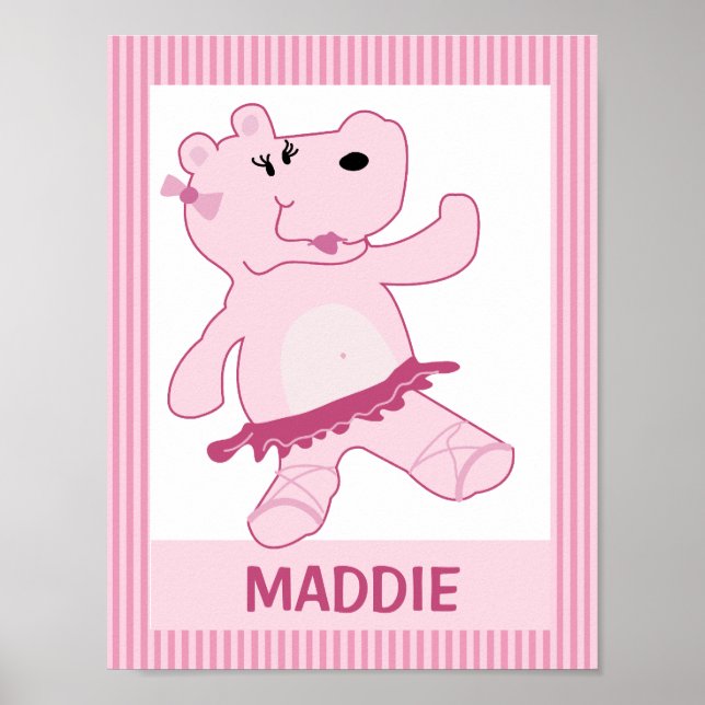 Ballerina Hippo Personalisierte Kunst in Tutu Poster (Vorne)