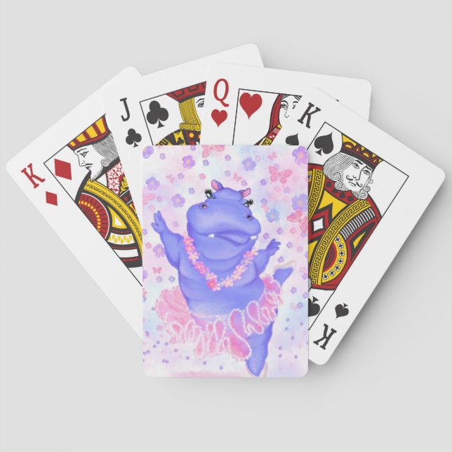 Ballerina Hippo Playing Cards Happy Ballet Dancer Spielkarten (Rückseite)