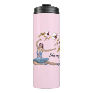 Ballerina in Blau Persönliches Rosa Thermosbecher