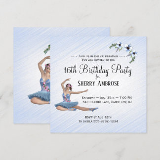Ballerina in Blue Birthday Party Einladung