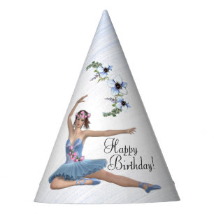 Ballerina in Blue Happy Birthday Partyhütchen