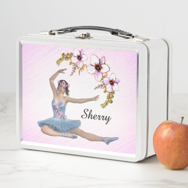 Ballerina in Blue Personal Pink Metall Brotdose (Beispiel)