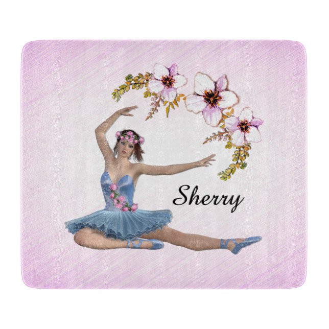 Ballerina in Blue Personal Pink Schneidebrett (Vorderseite)