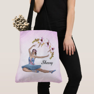 Ballerina in Blue Persönlicher Name auf rosa Tasche