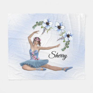 Ballerina in Blue Persönlicher Name Fleecedecke