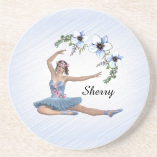 Ballerina in Blue Persönlicher Name Getränkeuntersetzer