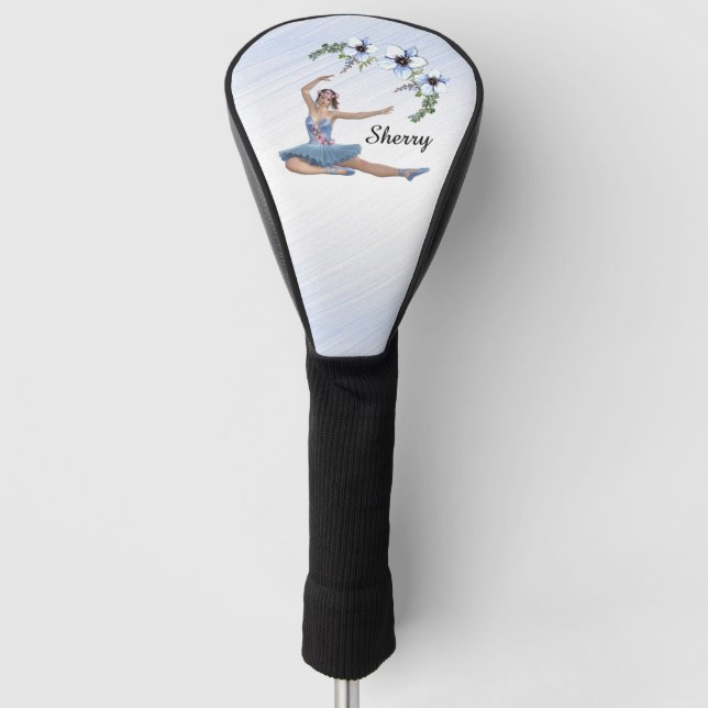 Ballerina in Blue Persönlicher Name Golf Headcover (Vorderseite)