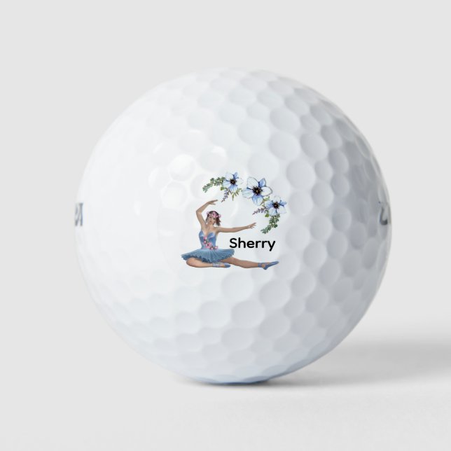 Ballerina in Blue Persönlicher Name Golfball (Vorderseite)