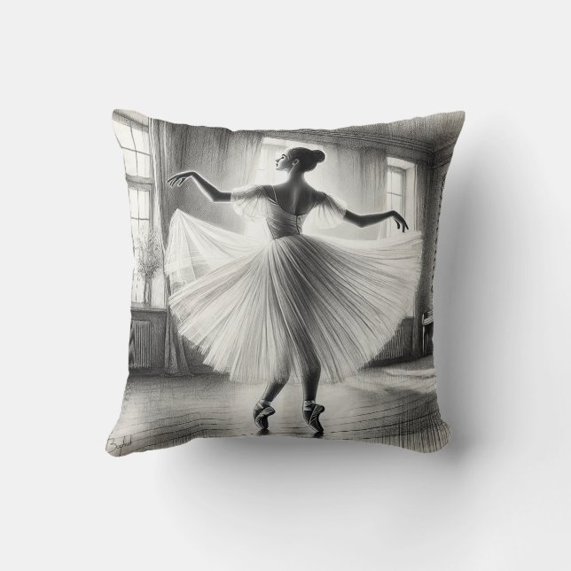 Ballerina in BW Kissen (Rückseite)