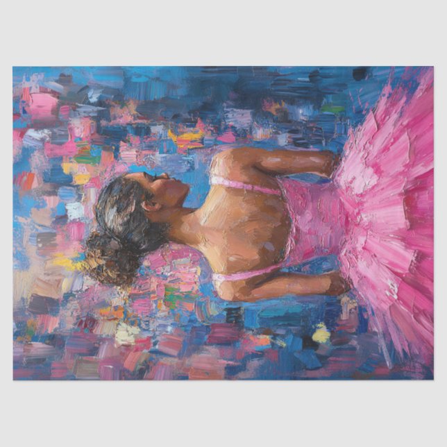 Ballerina in einem rosa Tutu-Malerdekoupage Seidenpapier (Vorderseite)