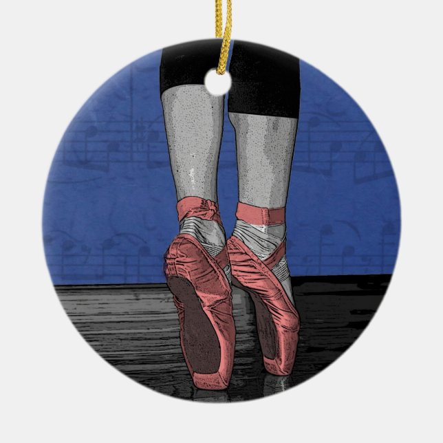 Ballerina in Pink Pointe Shoes Keramik Ornament (Vorne)