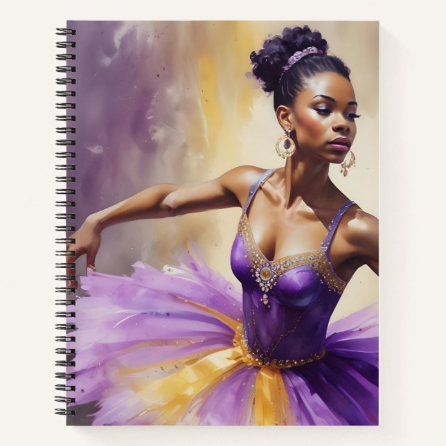 Ballerina in Purple and Gold Notizbuch (Vorderseite)