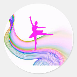 Ballerina in rosa Aufkleber. Runder Aufkleber