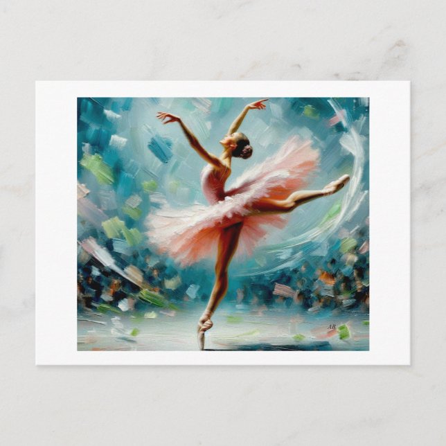 Ballerina in Rosa, Postkarte (Vorderseite)