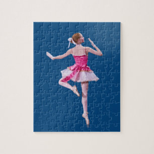 Ballerina in rosa und Weiß auf Blau