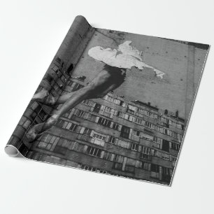 BALLERINA IN WEISSEN DRÜCKEN MURAL GESCHENKPAPIER