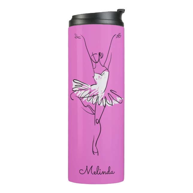 Ballerina individuelle Name und Farbtumbler Thermosbecher (Nach links gedreht)