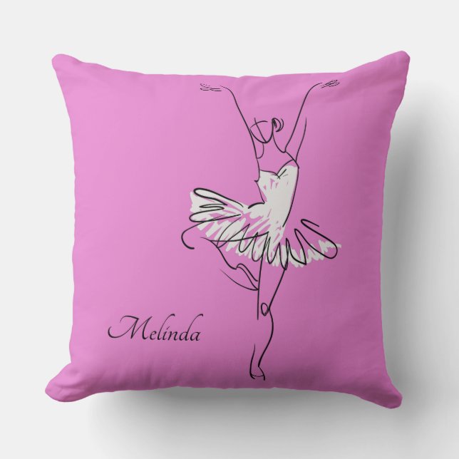 Ballerina individuelle Name- und Farbwerfer Kissen (Vorderseite)