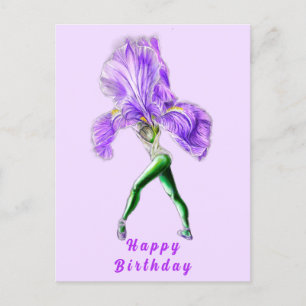 Ballerina Iris Blume Ballet Dancer Geburtstagskart Postkarte