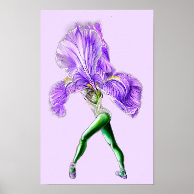 Ballerina Iris Blumen Balletttänzerin Poster (Vorne)
