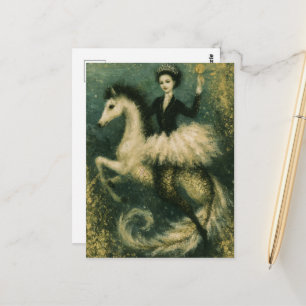 Ballerina-Königin auf ihrem Meerjungfrau-Seepferd Postkarte