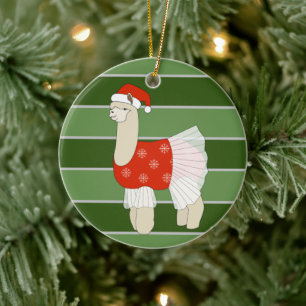 Ballerina Lama Schneeschneeflocken Weihnachts-Spec Keramik Ornament