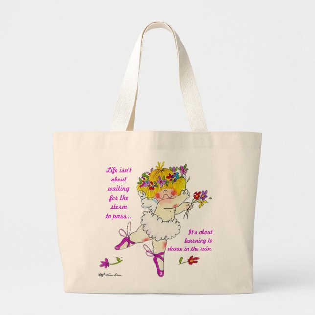 Ballerina - lernend, in die Regen-Tasche zu tanzen Jumbo Stoffbeutel (Vorne)