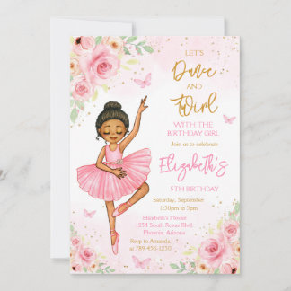 Ballerina Let's Dance & Twirl Pink Party Birthday  Einladung