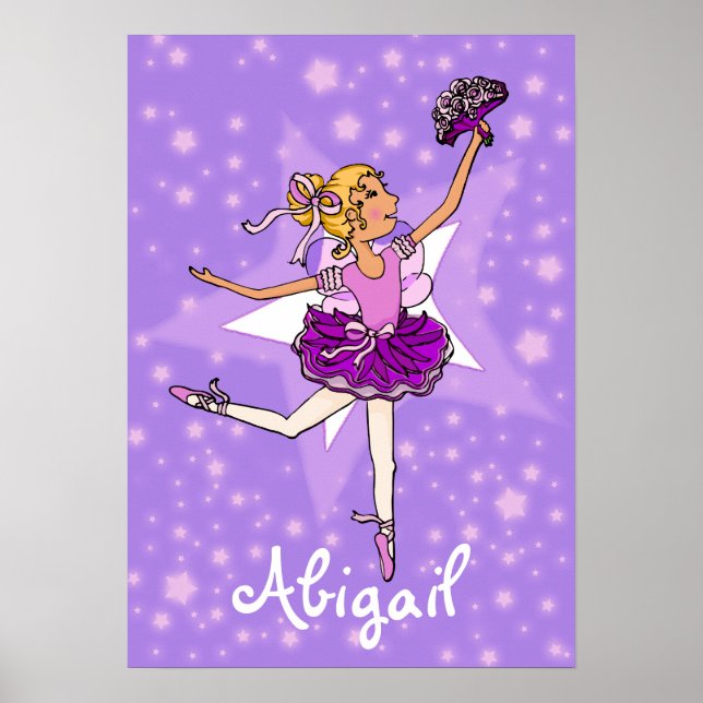 Ballerina lila blonde Girl Star "name poster" Poster (Vorne)