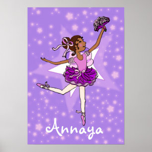 Ballerina lila, dunkles Girl-Star-Poster Poster