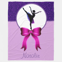 Ballerina Lila Glitzer und Bow Fleece Blanket