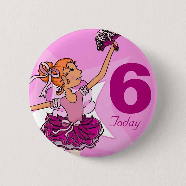 Ballerina lila rosa Ingwer Geburtstaste Button (Vorderseite)