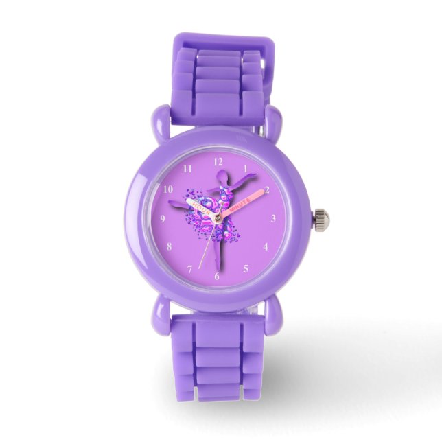 Ballerina Lila Watch Ballett Tänzerin Frau Armbanduhr (Vorderseite)