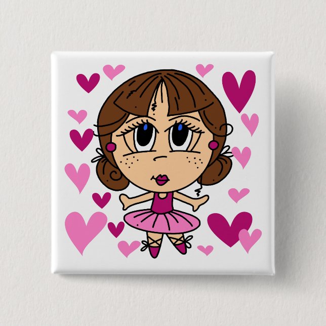 Ballerina-Mädchen Button (Vorderseite)