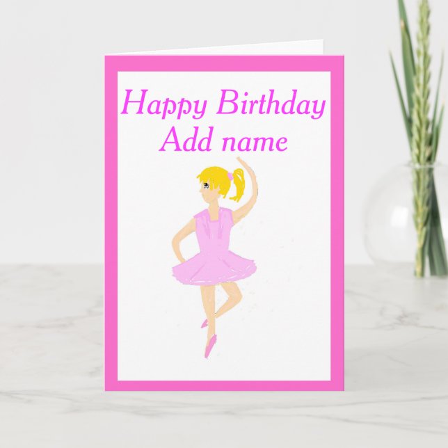 Ballerina-Mädchen-Geburtstag addieren Namensalter Karte (Vorderseite)