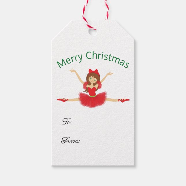 Ballerina Merry Christmas | Ballett Geschenkanhänger (Vorderseite)