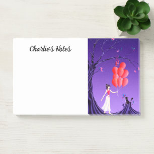Ballerina mignonne et chat Night Sky Post-It Notes