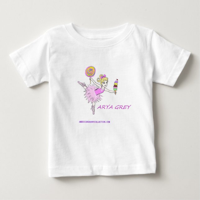 Ballerina mit individuelle Name Baby T-shirt (Vorderseite)
