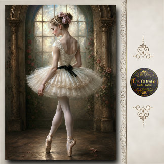 Ballerina mit rosa Schleife am Fenster Seidenpapier