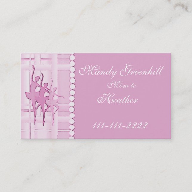 Ballerina Mommy Calling Card Telefonnummerkarte (Vorderseite)