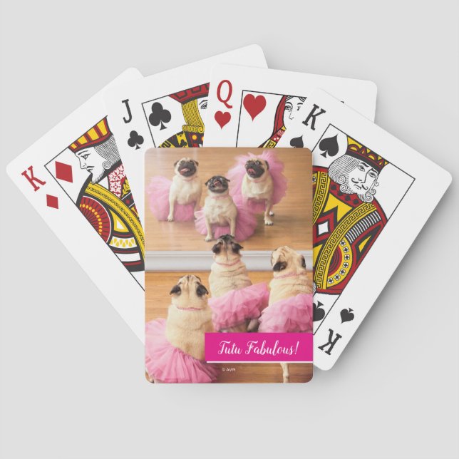 Ballerina-Möpsen in Tutus Spielkarten (Rückseite)