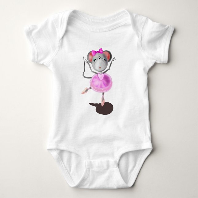 Ballerina Mouse Funny Baby Bodysuit Baby Strampler (Vorderseite)