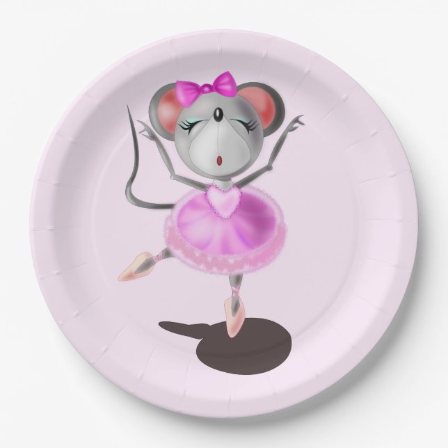 Ballerina Mouse Funny Paper Tellers Ballett Tänzer Pappteller (Vorderseite)