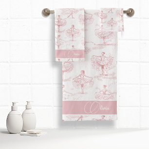 Ballerina Moves Muster Pink ID738 Badhandtuch Set