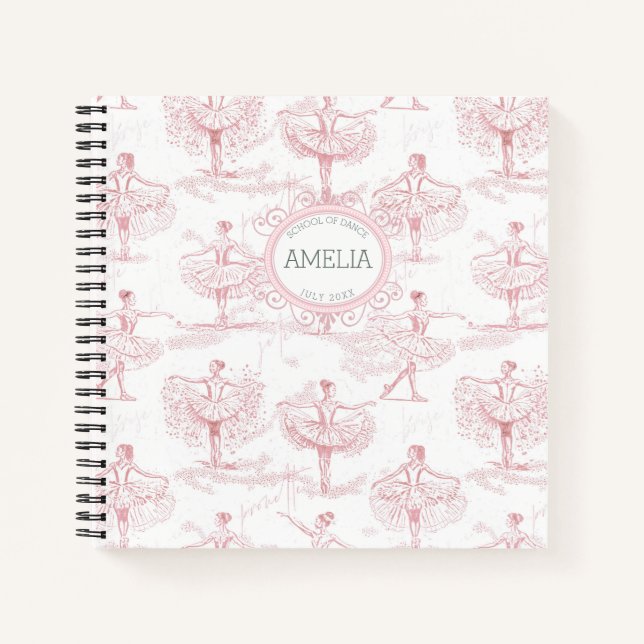 Ballerina Moves Muster Pink ID738 Notizbuch (Vorderseite)